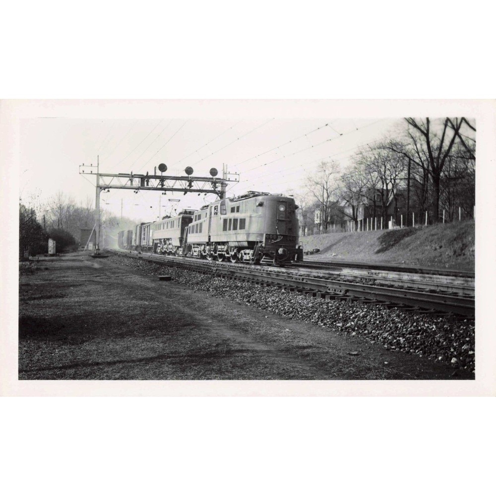 PRR Pennsylvania Railroad 4754 4760 Electric Locomotives Overbrook PA 1951 Photo